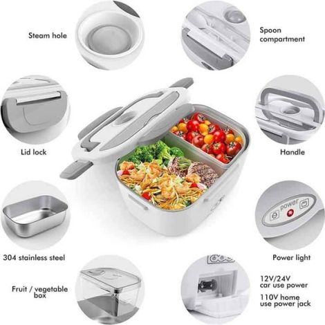 Lunch Box Chauffante Electrique - - 1.5L - Acier Inoxydable - 3 en 1 - Design Contemporain (1/4)