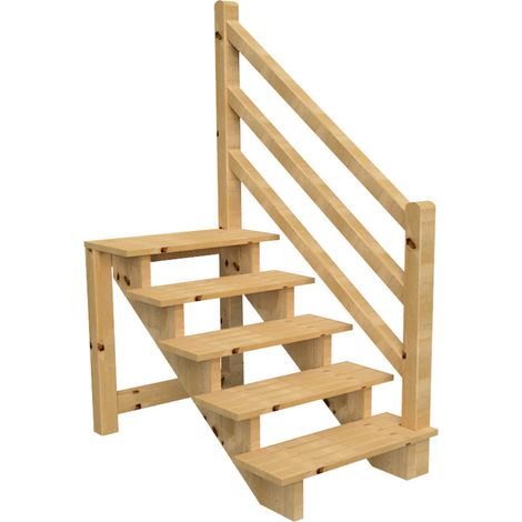 Terrassentreppe VENEZIA mit Treppengeländer rechts, 5 Stufen, H88cm B120cm, ohne Setzstzufen
