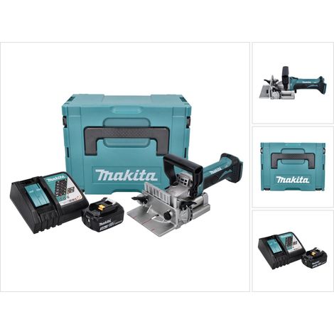 Makita DPJ 180 RF1J 18 V Scanalatrice a batteria 18 V 100 mm + 1x Batteria 3,0 Ah + Caricabatteria + Makpac