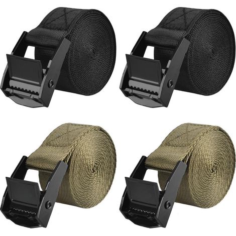 Sangles d'arrimage 5m avec boucle à came, capacité de charge 200kg, 2 pièces