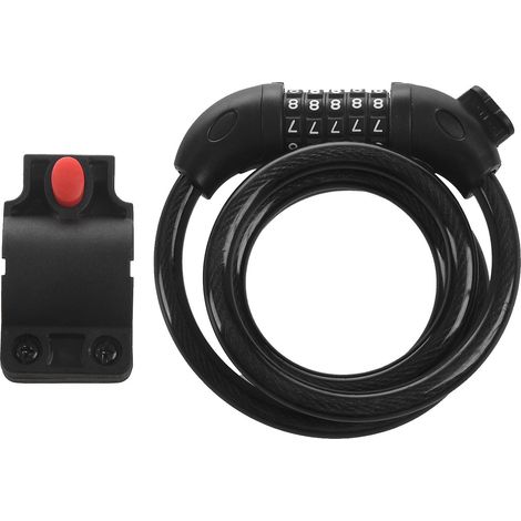 Antivol de vélo à combinaison à 5 chiffres, câble en acier spiralé de 1200 mm x 12 mm. (1/5)