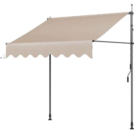 Auvent, Rétractable Manuel, Résistant aux UV, Kaki 250x120 cm (1/2)