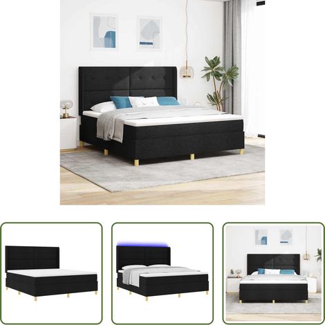 Lit moderne - Lit à ressorts avec matelas Noir 140 x 200 cm tissu (1/5)