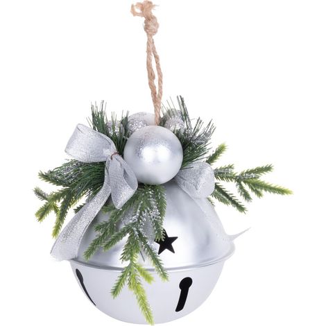 Glocke MagicHome Weihnachten, 08x08x10 cm, silber