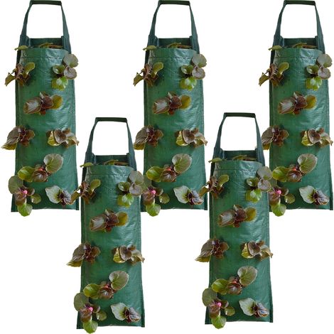 6 pots de fleurs à suspendre,sacs de plantation de tomates pour terrasse verticale, sacs de culture de plantes à 8 trous, jardinières peu encombrantes (1/5)