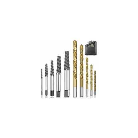 Juego de 10 extractores de tornillos de cobalto para zurdos con estuche de metal color oro, extractor de tornillos de cabeza rota - Crezuo