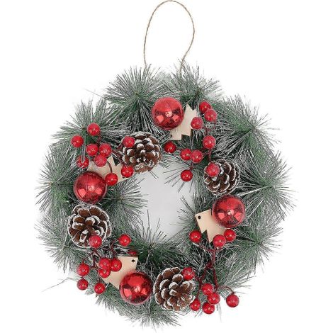 Couronne de Noël artisanale en pommes de pin artificielles - Cadeau de Noël pour décoration intérieure et extérieure de vitrines de magasins - Décoration de Noël (1/5)