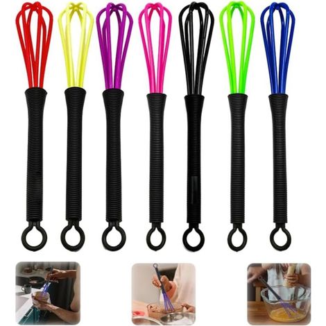 Rührwerkzeug, 7-teiliger Küchen-Schneebesen aus Kunststoff, Mini-Ballon-Schneebesen, Rührwerkzeug, Schneebesen, Friseur-Kunststoff zum Mischen/Schlagen von Küchenutensilien und Backen (1/4)