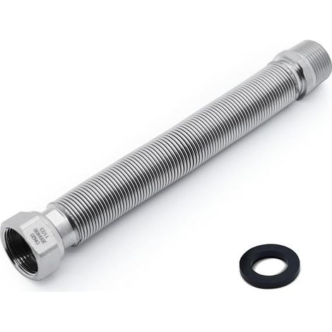 Tuyau Flexible Ondule en Acier Inoxydable de 3/4" 20/27 - Longueur Réglable de 200 à 400 mm - Tuyau de Raccordement Universel en Acier Inoxydable (1/5)