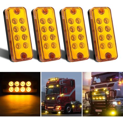 4PCS Feux de Gabarit, Unviersal 12V/24V 8LED Feu de Gabarit Remorque 3.8 Inch pour remorque Van Caravan Camion de Voiture Bus Bateaux(Ambre) (1/5)