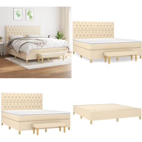 Boxspringbett mit Matratze Creme 160x200 cm Stoff - Boxspringbett - Doppelbett - Cremefarbenes Bett - Betten Mit Kopfteil - Federkernmatratze - Home & Living (1/5)