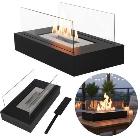 Chimenea de bioetanol de sobremesa, de cristal, 35x18x15 cm (1/5)