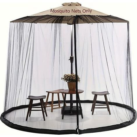Moustiquaire pour parasol, écran en maille pour ombrelle de terrasse, 7-10FT, protège contre les insectes, idéale pour parasol extérieur avec filet (1/5)