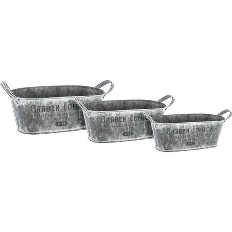 Set di 3 fioriere in metallo grigio - Atmosphera créateur d'intérieur (1/5)