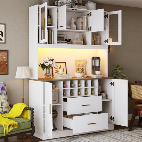 Aparador 120 x 36,3 x 180 cm con LED, tomas USB, 6 puertas, 2 cajones HAVRYA (1/5)