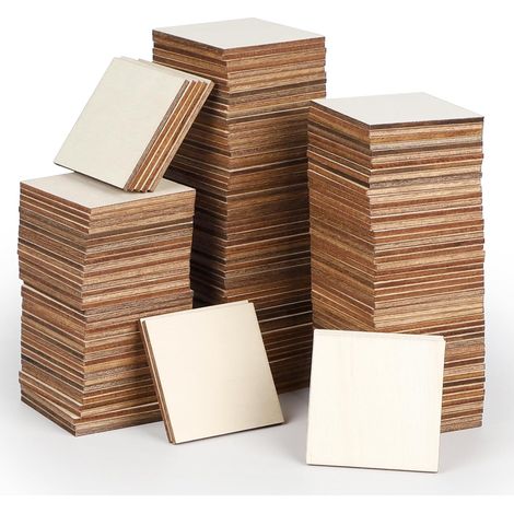 150 piezas de tablones cuadrados de madera natural de 5 cm, decoraciones sin acabado, etiquetas para regalos de boda, para pintar, escribir, etiquetar, accesorios para fotos, decoración del hogar. (1/5)