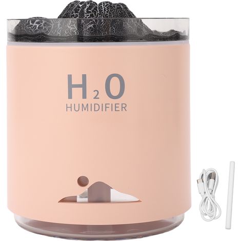 Großer ätherischer Öldiffusor mit mehrfarbigem Nachtlicht und rosafarbenem, vulkanförmigem Aromatherapie-Nebel (1/5)