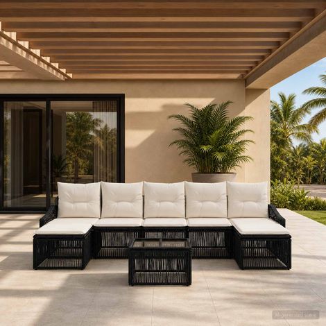 Set Divano da Giardino 8 pcs Nero polyrattan vidaXL (1/5)