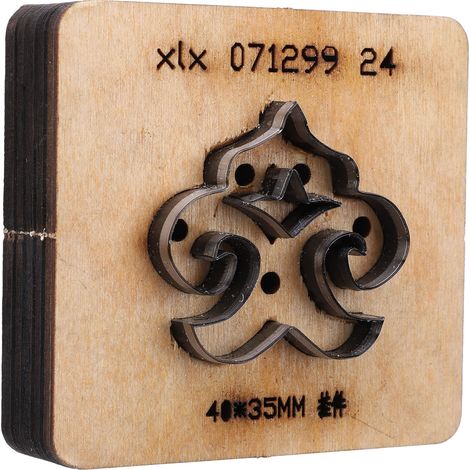 Matrice de découpe pour cuir avec base en bois, poinçon en acier allié pour le travail du cuir, du tissu et du papier, 40 x 35 mm (1/5)