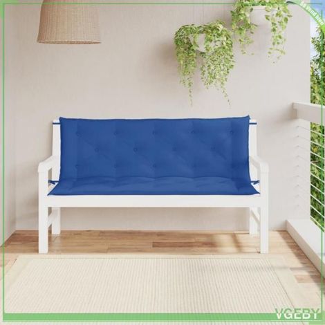 361707 Coussins de banc jardin lot de 2 bleu 150x50x7 cm tissu Oxford (1/5)