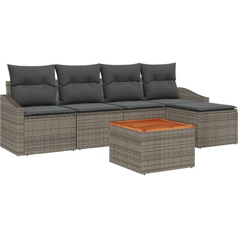 Garden Sofa Set with Storage 6 pcs Grey Poly Rattan vidaXL