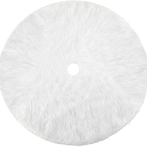 Jupe de Sapin de Noël Blanc Peluche Neige Décorations d'arbre de Noël Tapis Vacances Couvre Pied Sapin Noel Jupe d'arbre, 122cm