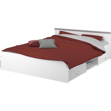PARISOT Lit adulte contemporain blanc mat - l 140 x L 200 cm - ZODIAC (1/8)