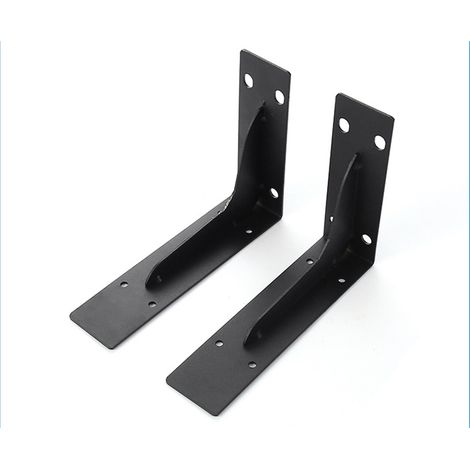 Lot de 2 Equerre Etagere 290mm, Équerre Charge Lourde, Murale Supports Étagère, Charges Lourdes Supports Equerre avec Vis, Noir 150KG/330lbs Porteur (1/5)