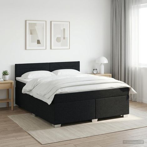 Lit boxspring avec matelas Noir 140 x 190 cm Tissu (1/5)