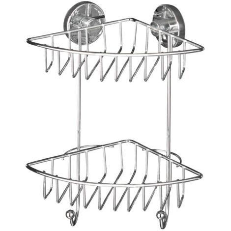 Étagère d'angle Bari, Vacuum-Loc, 2 niveaux - Acier chromé, WENKO (1/5)