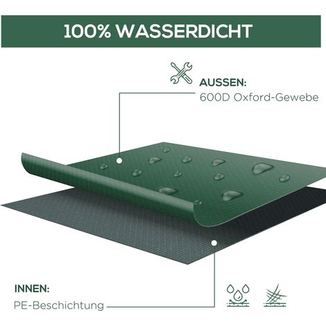 Housse de protection Outsunny pour mobilier de jardin, tissu Oxford 600D, vert, 135 x 135 x 75 cm (1/5)