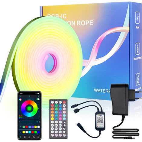 Bande lumineuse LED RGB intelligente, étanche, néon 24 V 3535, 5 m, pour décoration de Noël