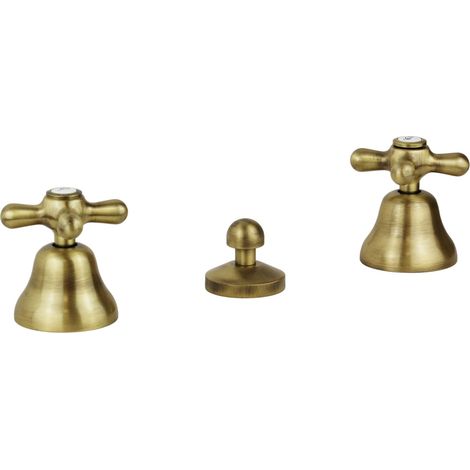 Grifo para bidé de 3 orificios en color bronce Gattoni Calypso 1114150V0  Bronce - Desagüe automático 1"1/4 (1/5)