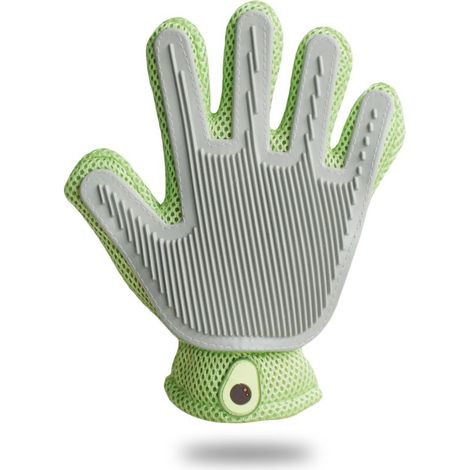 2 en 1 Gant Toilettage Chien, Gant Anti Poils Animaux Chat, Outil de Bain et de Massage pour Chiens à Poils Longs,1 Pièce (Vert) (1/5)