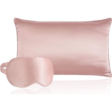 Taie d'oreiller en soie naturelle 100 % mûrier avec masque de sommeil, anti-rides, soin des cheveux et de la peau (1/5)
