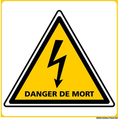 PANNEAU DANGER DE MORT (C1387) - Adhésif - 250 x 250 mm