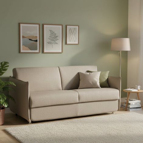 Divano Letto 2 Posti Trissino, Sfoderabile, Contenitore Made in Italy, Lavabile, 180x95 cm Grigio Tortora (1/5)