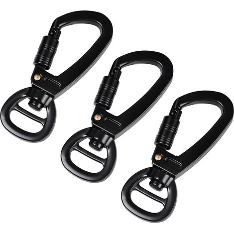 3 PCS Mousqueton Pivotant Crochets à 360 °, Mousqueton Laisse Chien en Alliage de Zinc Clip à Ressort Déclenchement pour Collier, Alpinisme, Camping et Randonnée Chaînes Porte-Clé Sac à Dos (1/5)