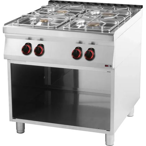 Fourneau à gaz 4x brûleur avec soubassement REDFOX - SP 90/80 G - REDFOX