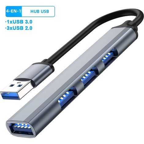 Station d'accueil multi-USB 3.0 à 4 ports avec adaptateur OTG Type-C 3.1 et répartiteur USB multi-ports (1/5)