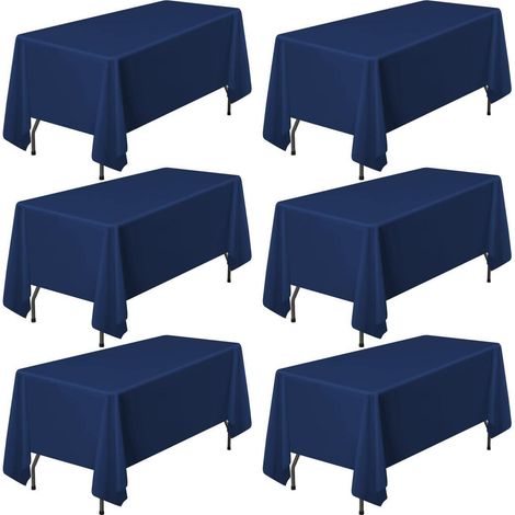 Lot de 6 nappes bleu marine rectangulaires 153x260cm en polyester
