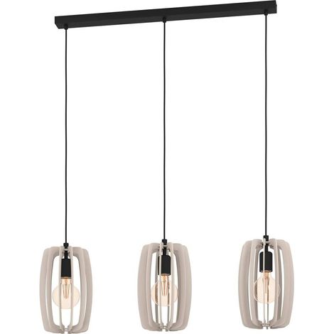 Lampe suspendue Bajazzara Wood Grey E27 3x40w L: 89cm B: 19cm H: 110cm Dimmable (1/4)