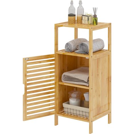 NEED Meuble de Rangement en Bambou à 4 Niveaux avec Armoire de Rangement Buffet Étagères de Rangement Placard de Cuisine pour Cuisine, Salon ou Salle de Bain