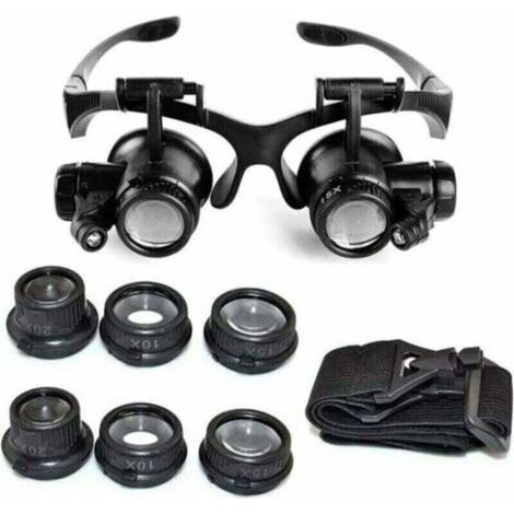 Lupa con diadema, lupa con luz LED, aumentos de 10x, 15x, 20x y 25x. (1/4)
