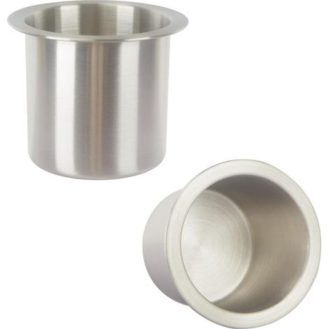 Lot de 2 porte-gobelets encastrés inox 304, style poker argenté. Pour voiture, table, canapé, yacht, camping-car, fixation stable et design élégant. (1/5)