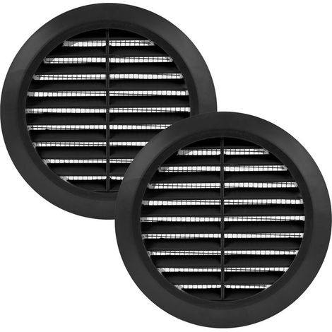2er-Set – Lüftungsgitter – Integriertes Insektenschutzgitter – Ausgewogene Luftzirkulation – Bad, Küche, Büro – Schwarz – 12,5 x 12,5 cm (1/5)