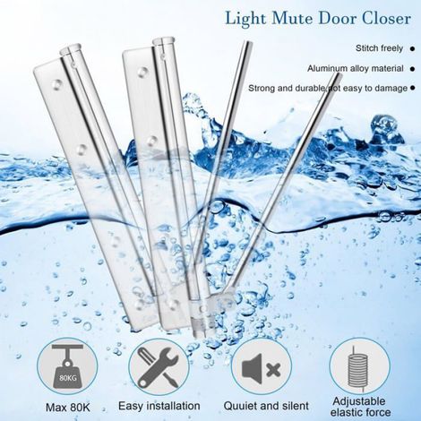 Ferme Porte Automatique - 2 Pcs, Acier Inoxydable à Ressort Réglable, Pour Portes Intérieures Étiquette (1/5)