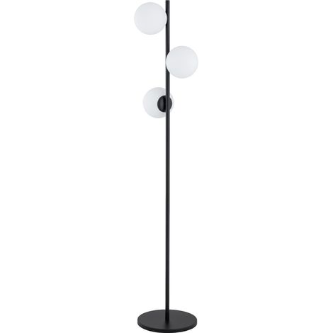 Lampadaire Malaga noir, 3 globes blancs, 157 cm E14 (1/3)