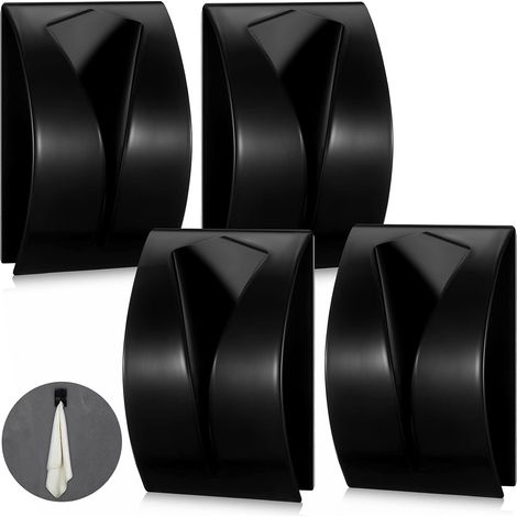 selbstklebende Küchenhandtuchhaken – schwarze Edelstahlhaken für Geschirrtücher – Wandmontage ohne Bohren – selbstklebender Organizer für Ba (1/5)