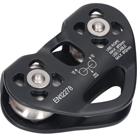 Poulie double axe aviation en aluminium noir pour escalade et alpinisme en extérieur (1/5)